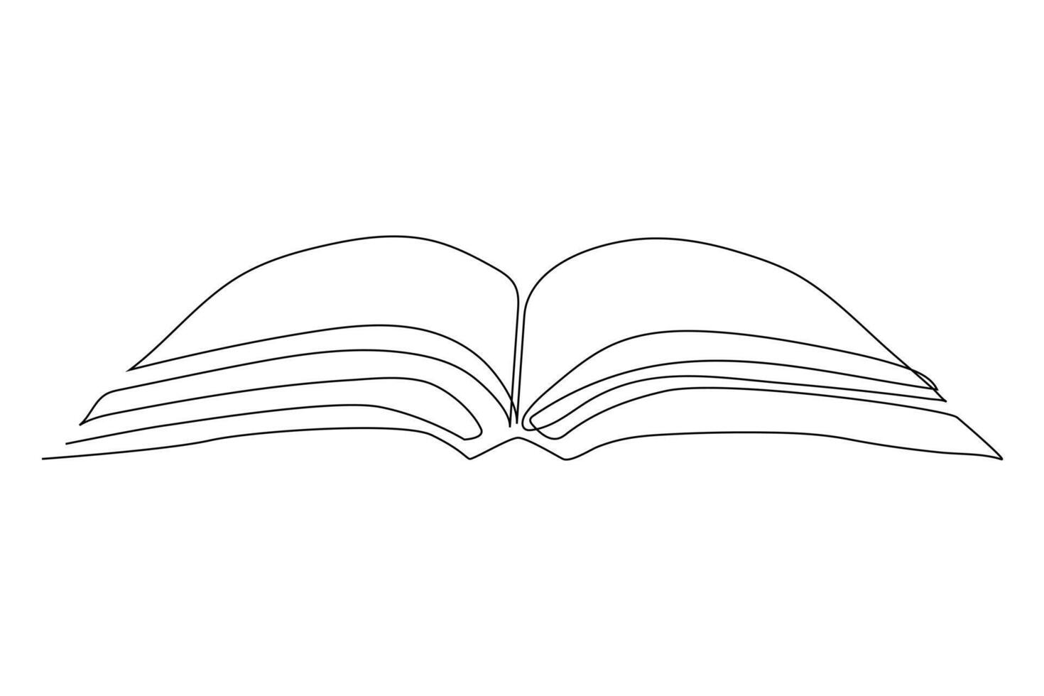 Continuous one line drawing of open text book for study. Back to school minimalist, education concept. vector