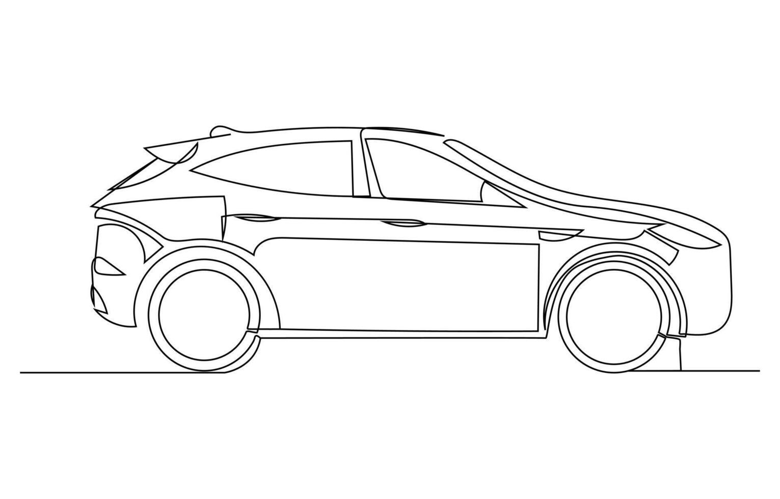 continuous one line drawing of car icon, One single continuous line drawing of old vintage car. vector