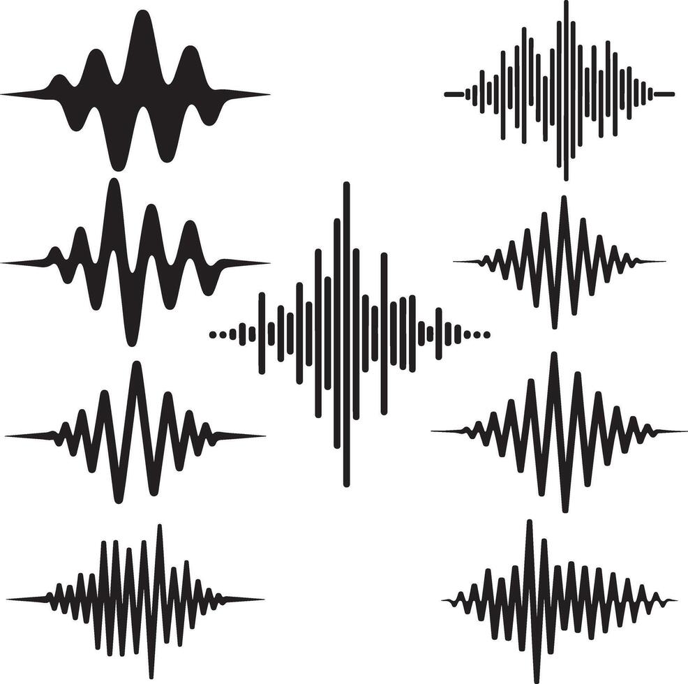 Abstract explanation of sound waves patterns vector