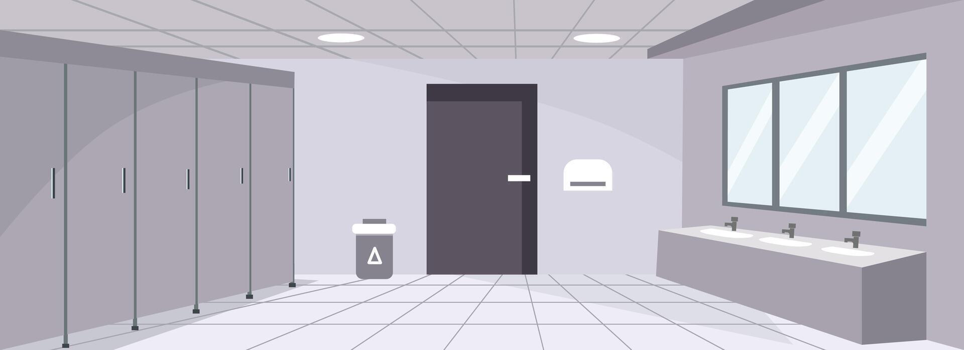 Modern bathroom with sinks and stalls vector