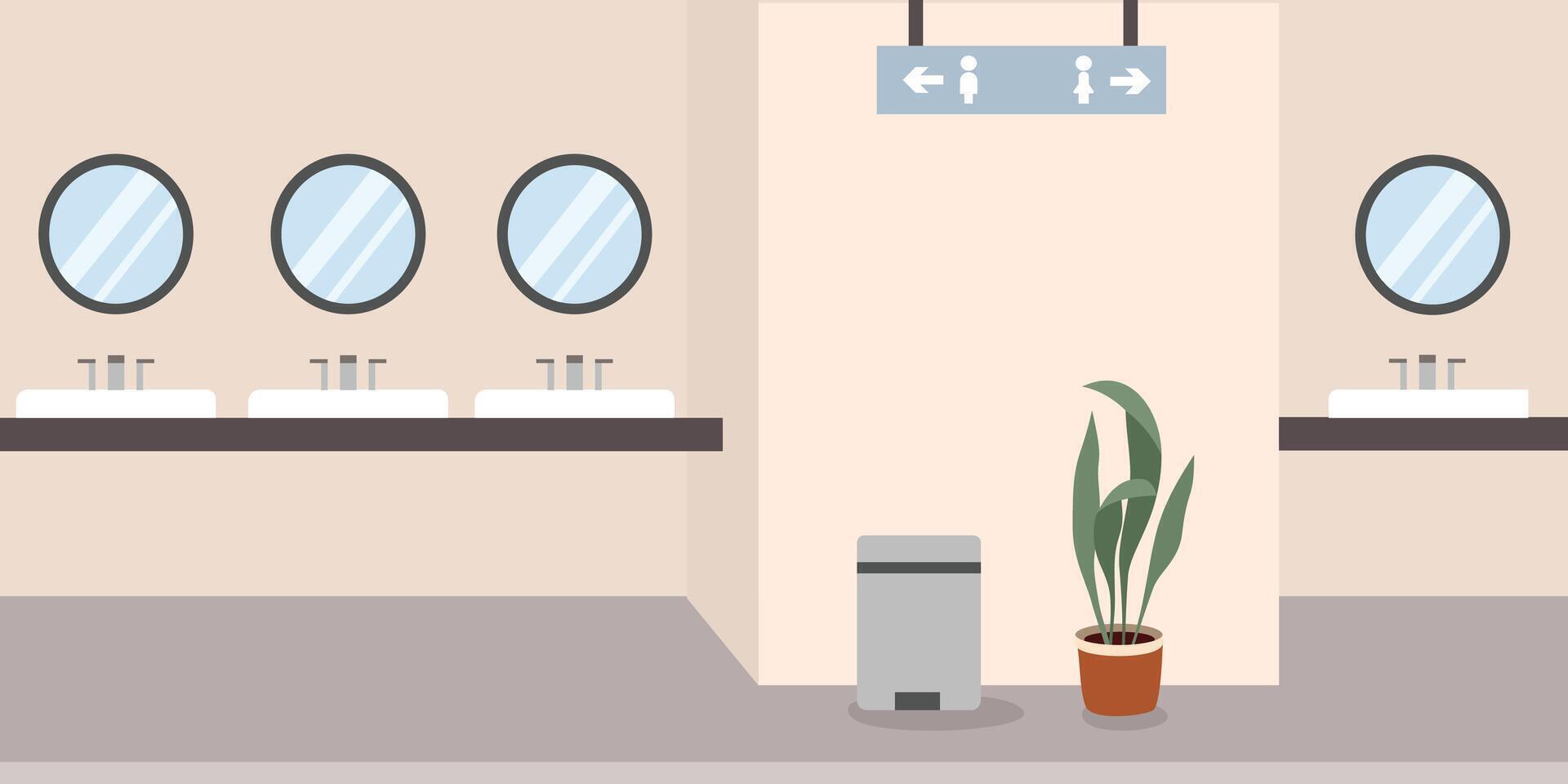 Modern bathroom with sinks and plant vector