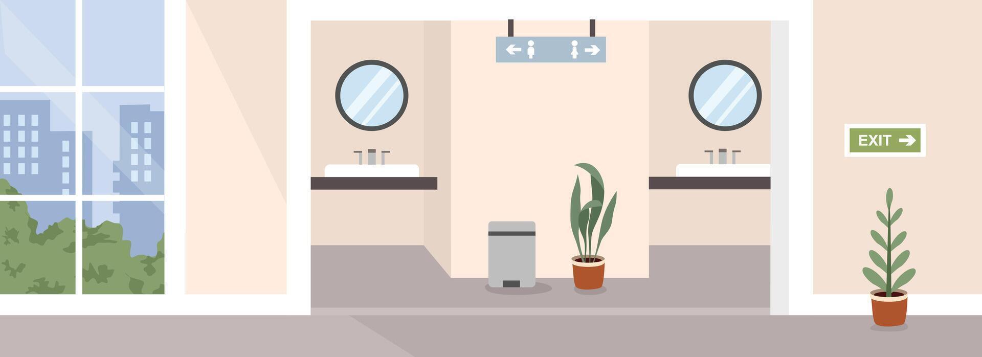 Modern restroom interior with plants vector