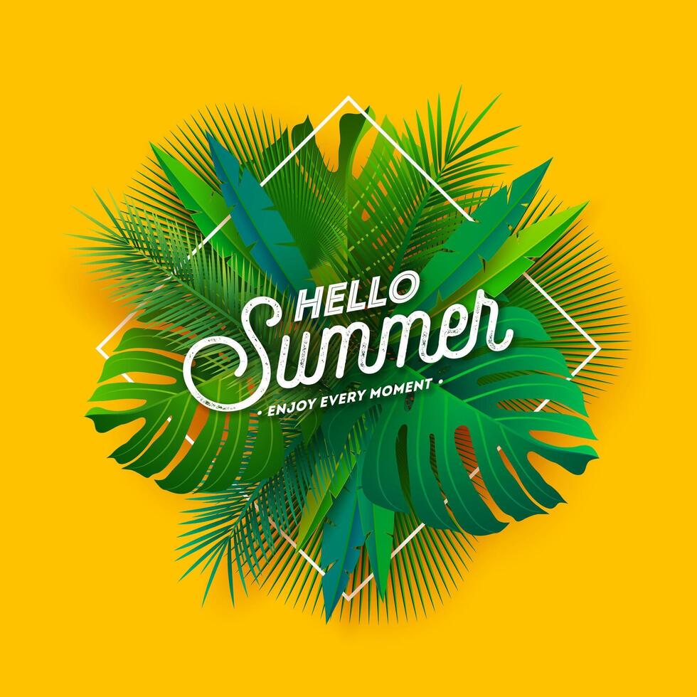 Hello Summer tropical design vector