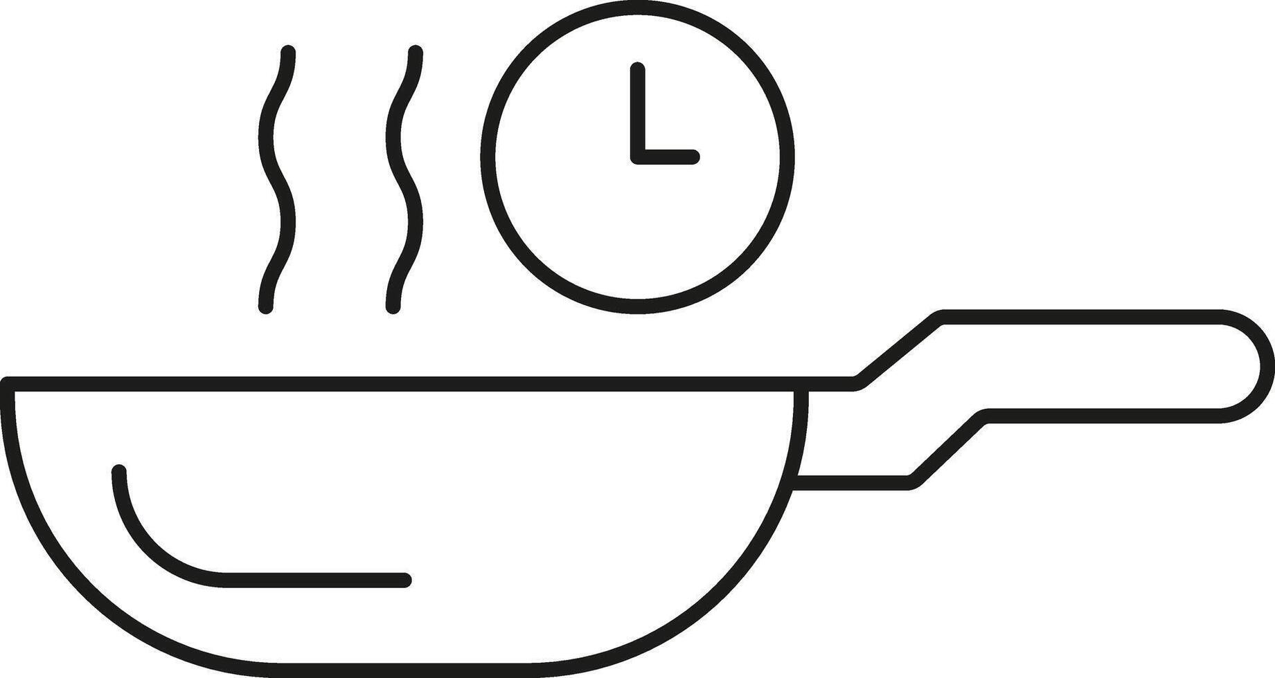 Frying pan with steam and timer icon vector