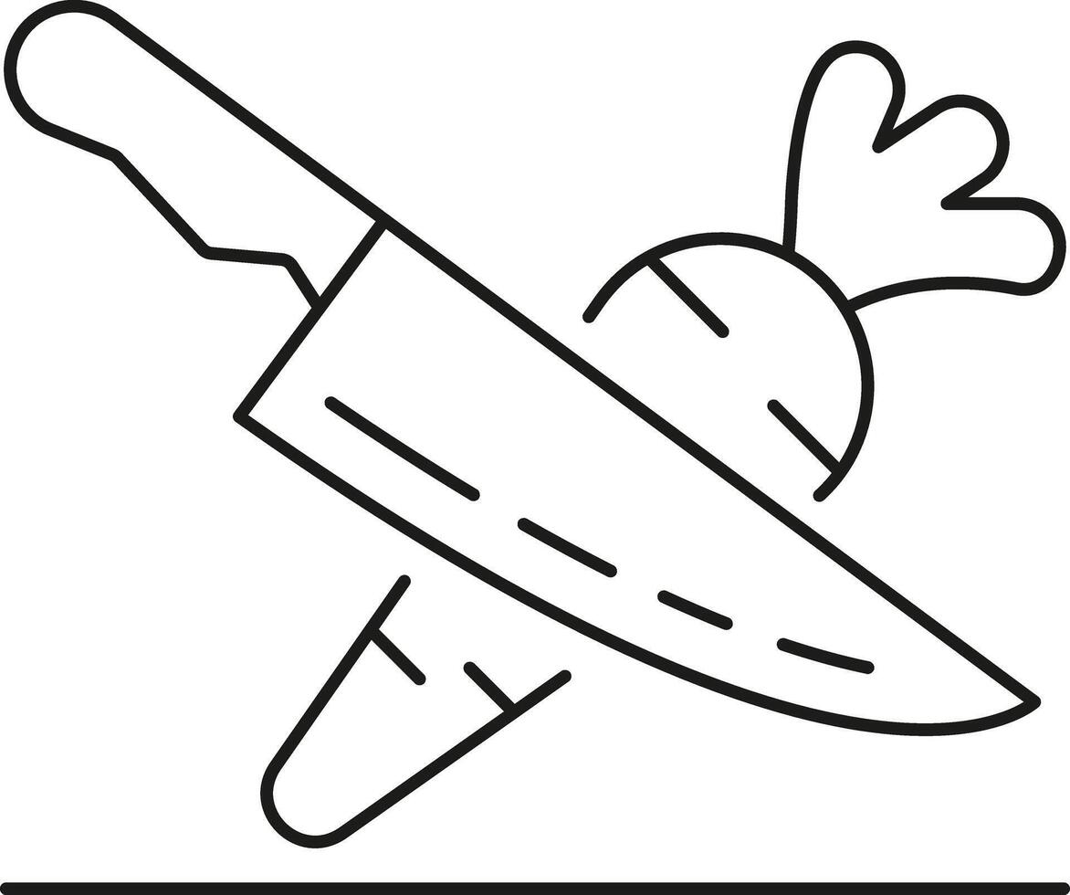 Chef knife slicing a carrot icon vector