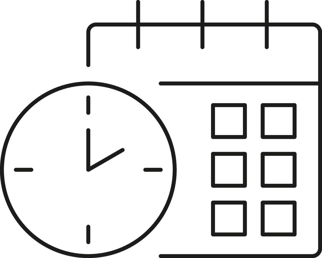 Clock and calendar icon for time management vector
