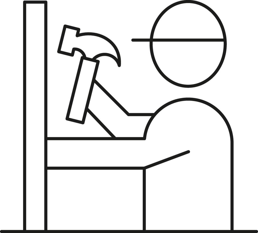 Person hammering a nail into a wall vector
