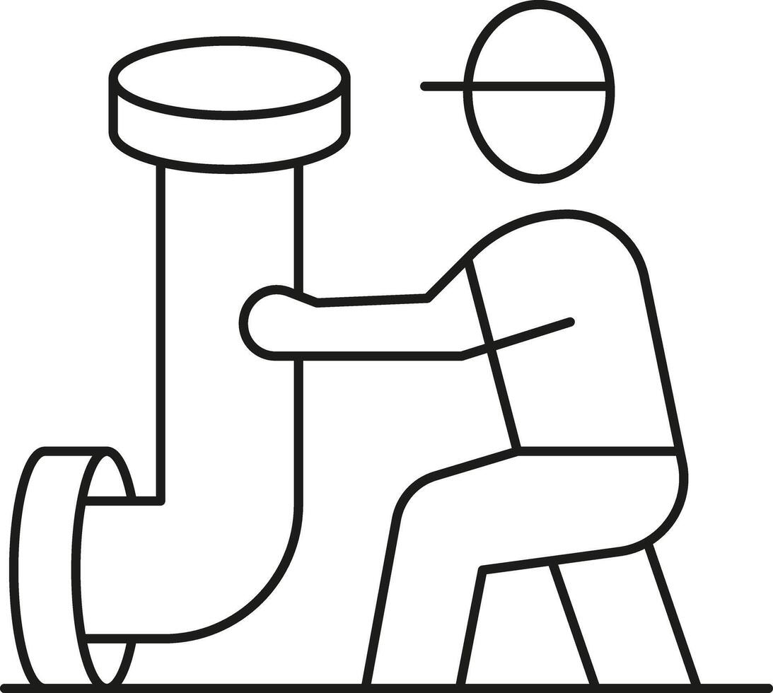 Person operating a pipe bending machine vector