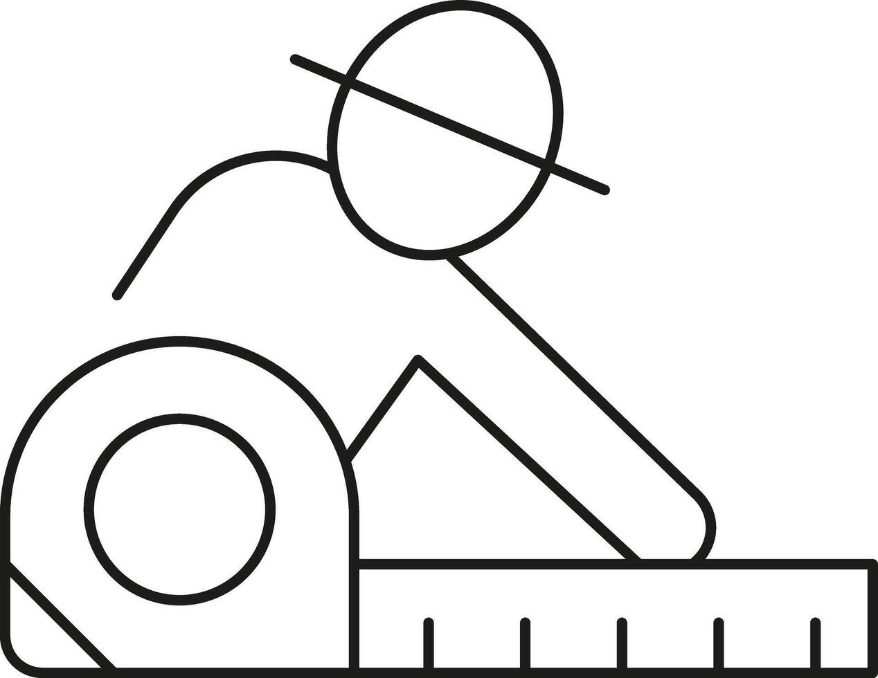 Person measuring with a tape measure icon vector