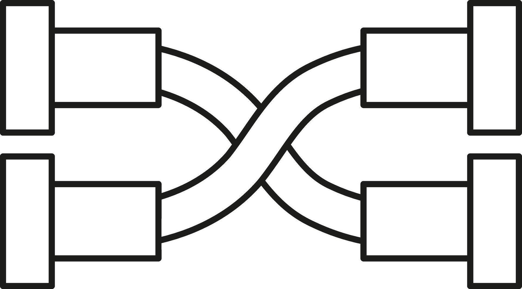 Intertwined cables with rectangular connectors vector