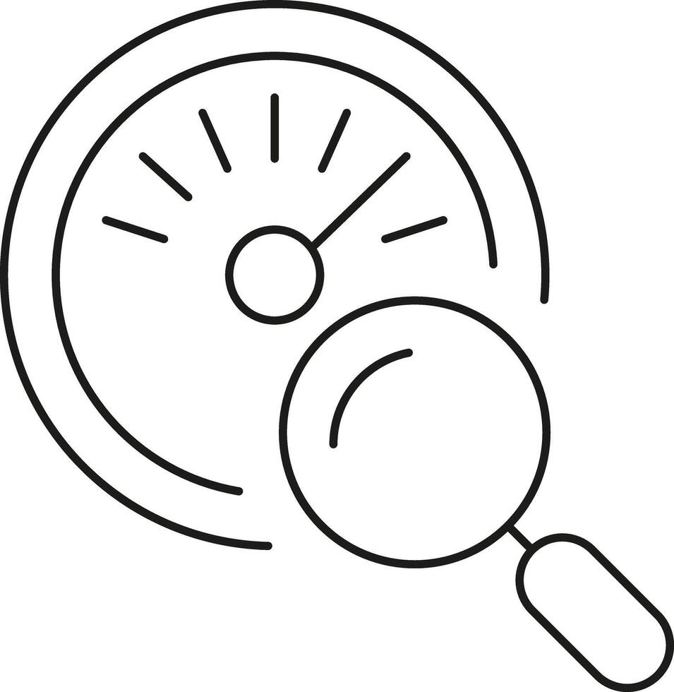 Magnifying glass over speedometer icon vector