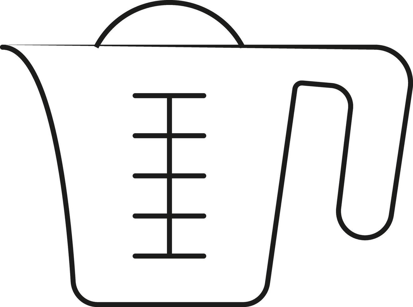Simple line drawing of a measuring cup with handle vector