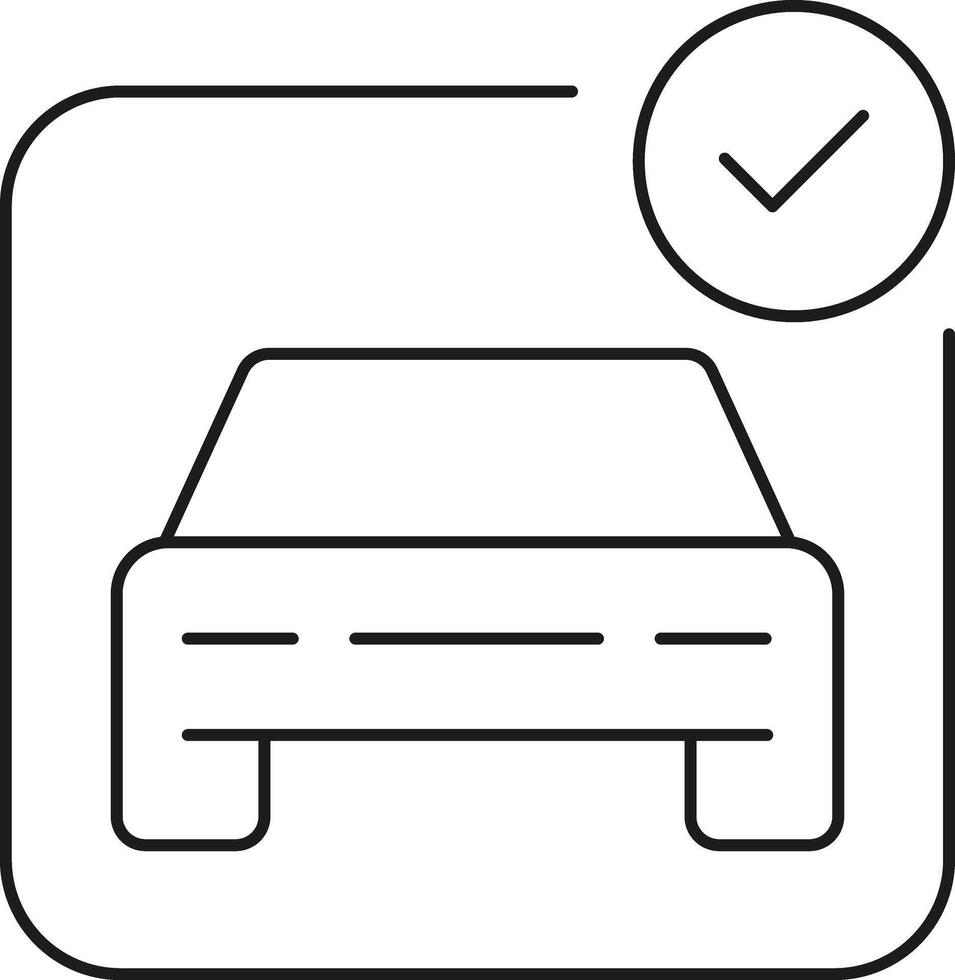 Car icon with a checkmark indicating approval vector