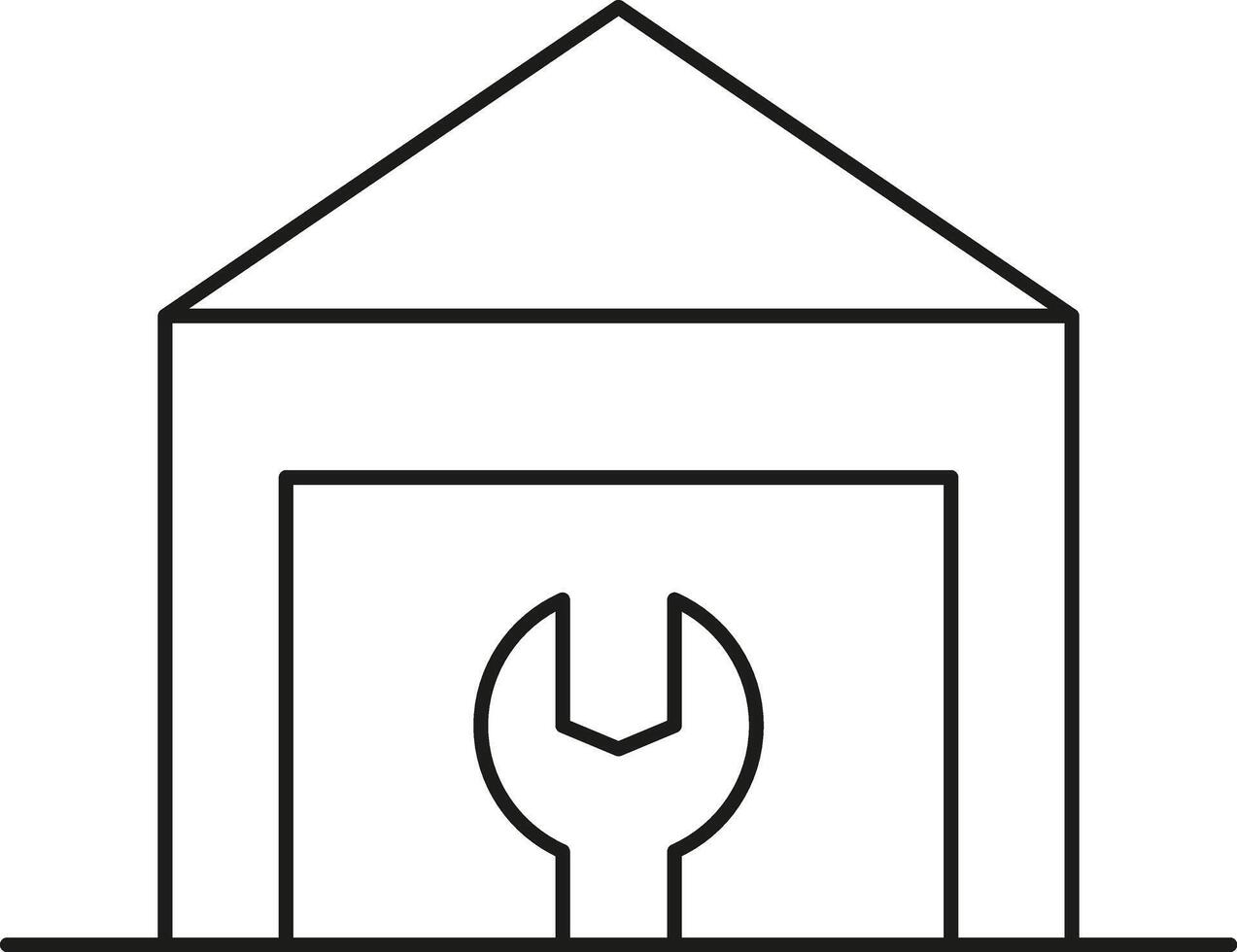 Garage with a wrench inside simple drawing vector