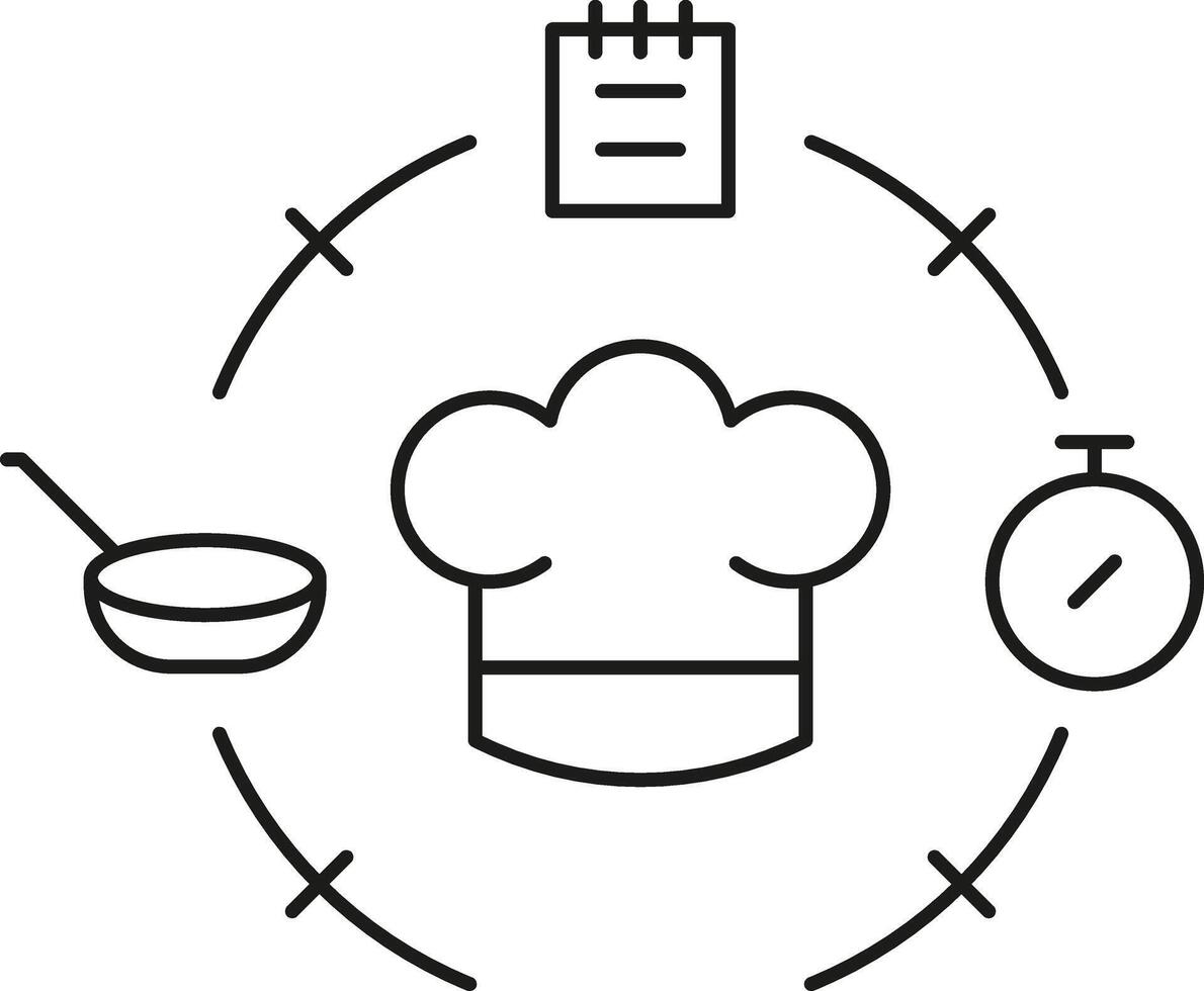 Culinary process and time management icon vector
