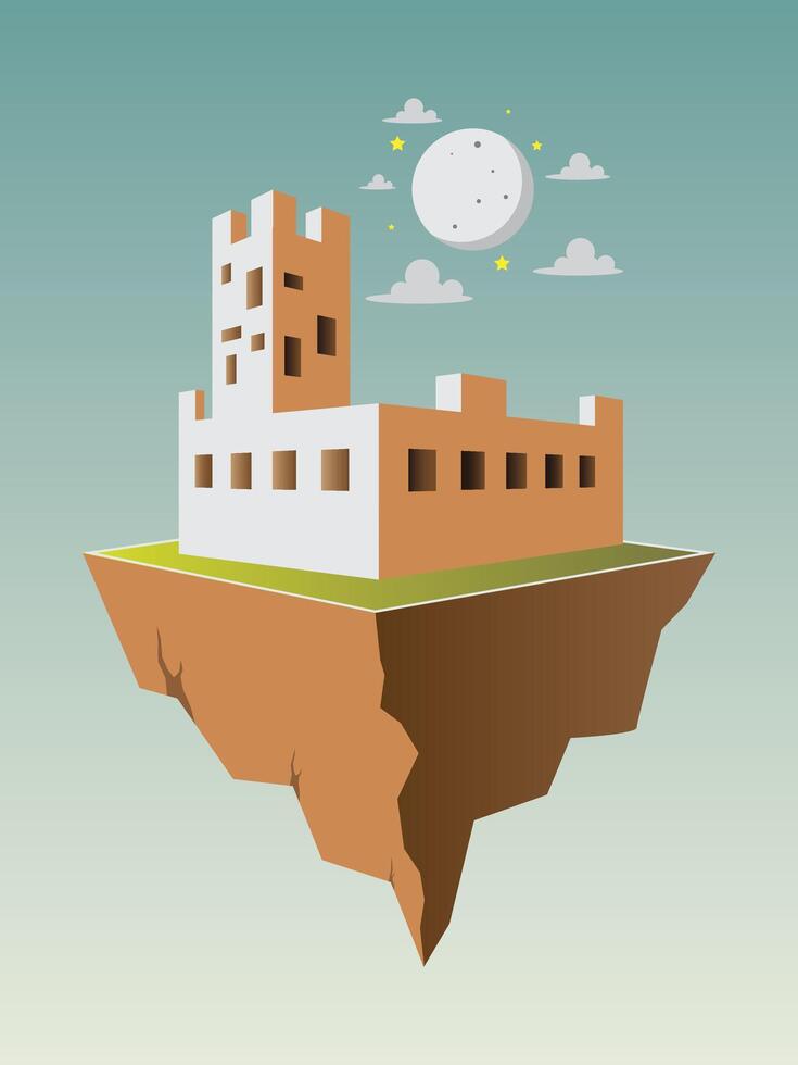 Illustration of a floating castle vector