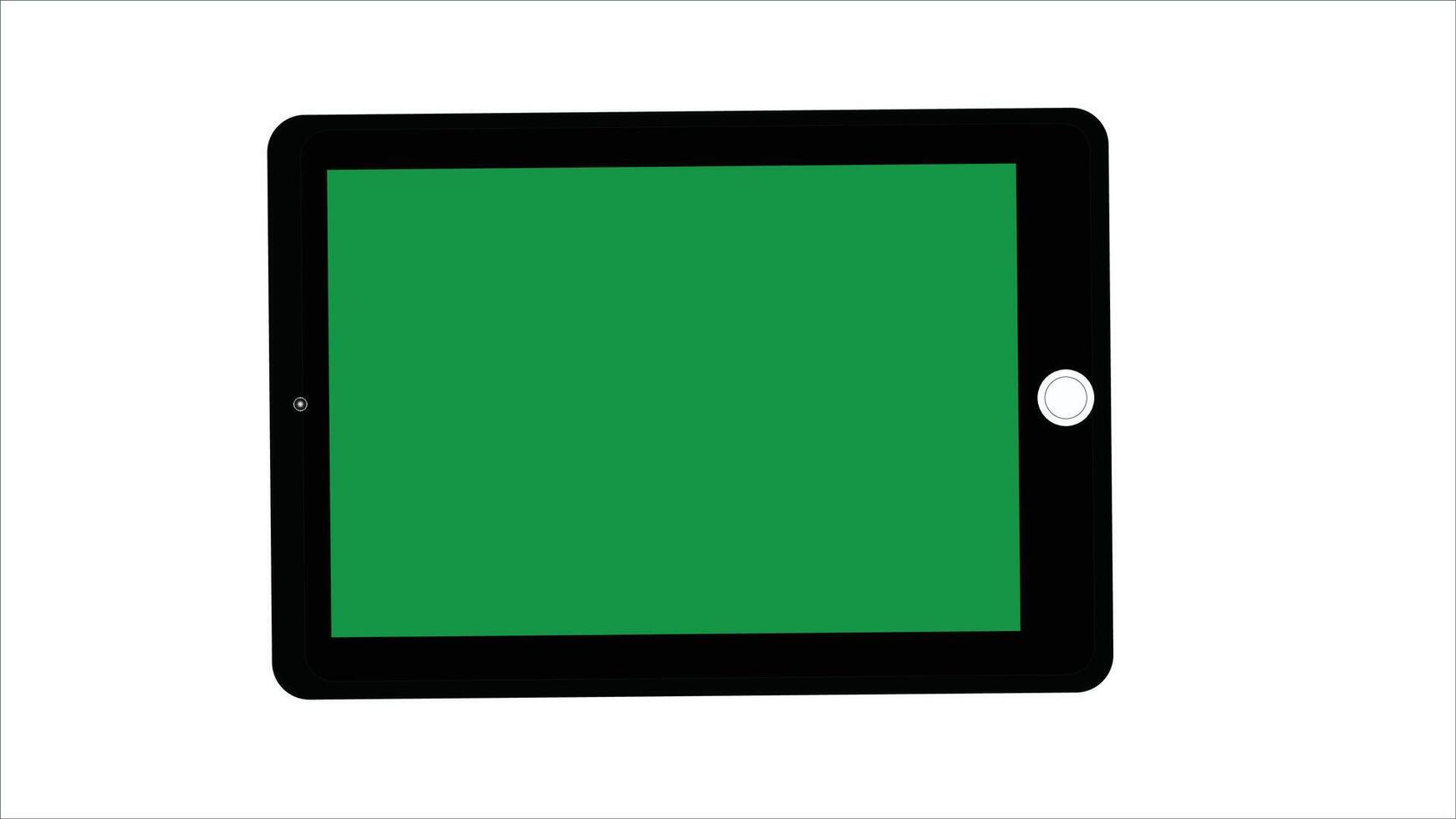 Laptop Tablet Horizontal Illustration Scene Empty Green Screen vector