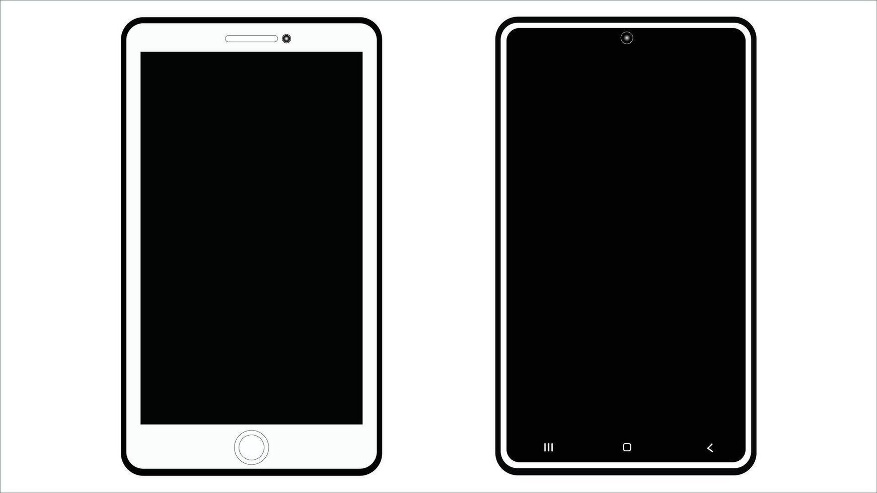 Smartphone, mobile phone, illustration of a scene with a blank black screen. vector