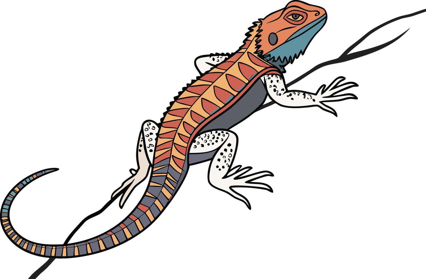 Realistic colorful lizard illustration with detailed scales and vibrant gradient tones perfect for wildlife and nature artwork vector