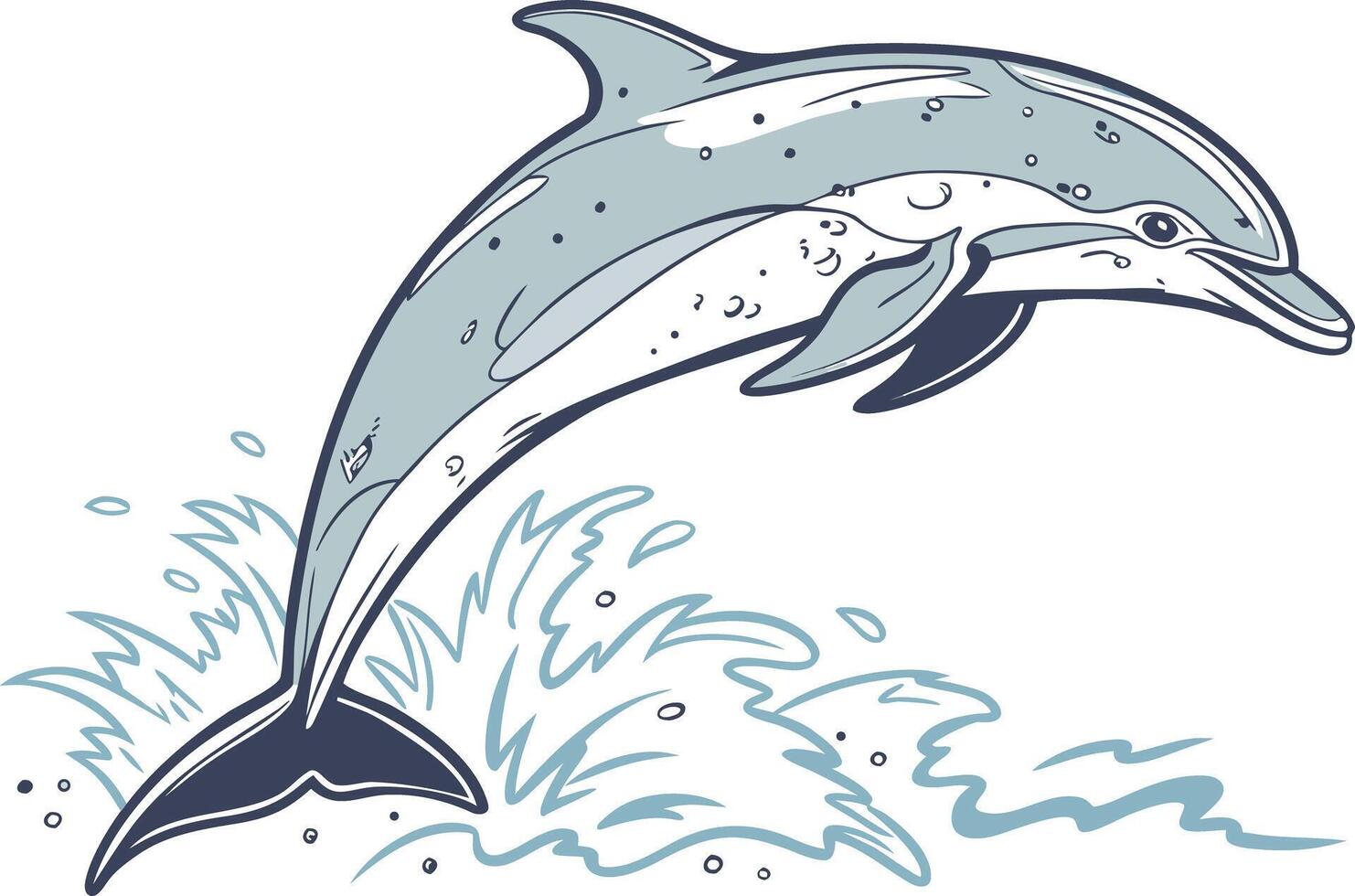 Hyper realistic dolphin picture with fine details and beautiful blue silver gradient ideal for wildlife and ocean art vector