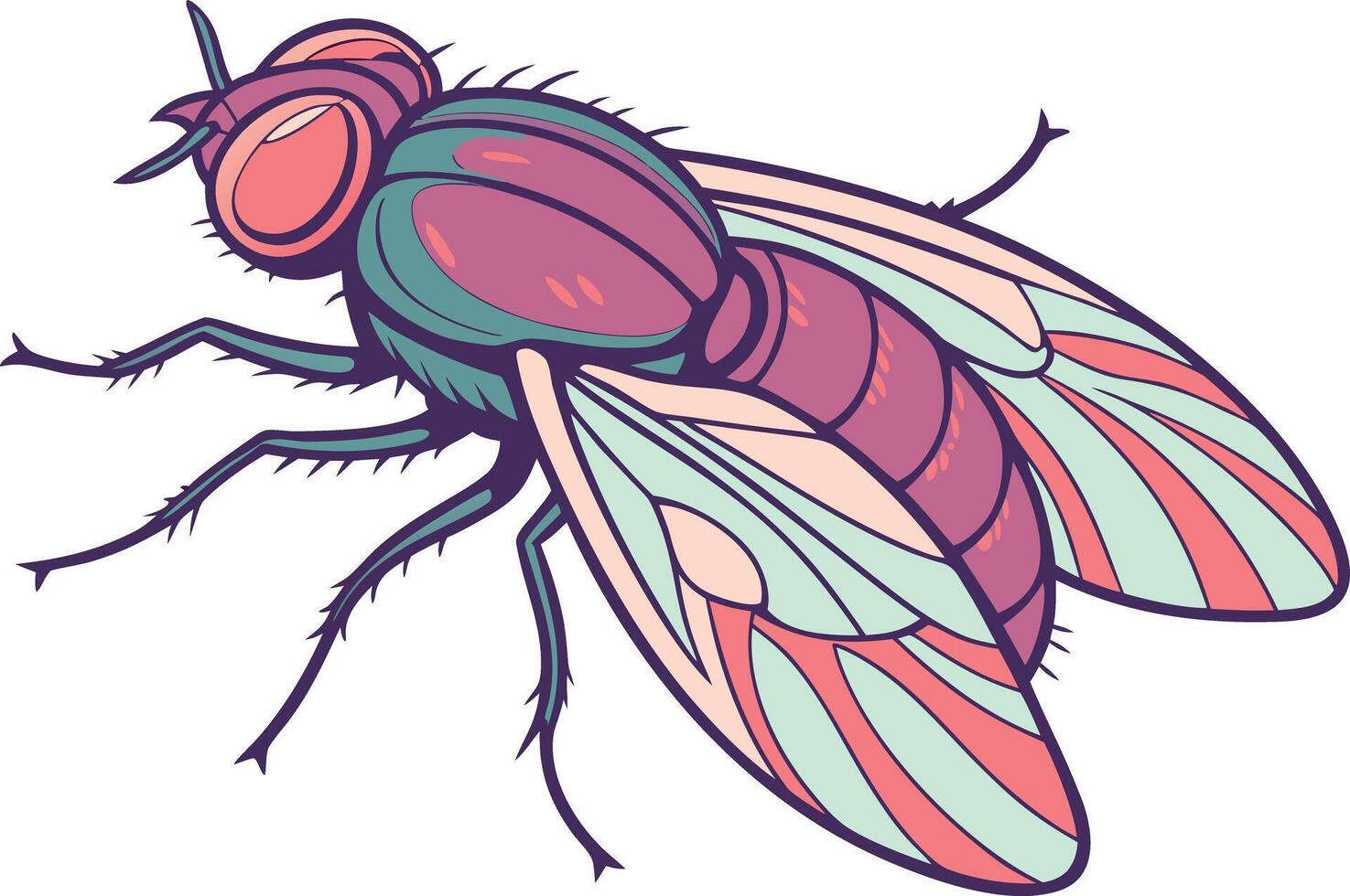 Realistic colorful fly image with natural wing details and realistic shading suitable for commercial and editorial use vector