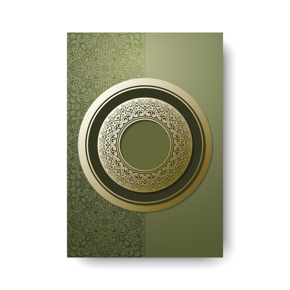 Golden Circle Frame with Intricate Pattern on Green Cover vector