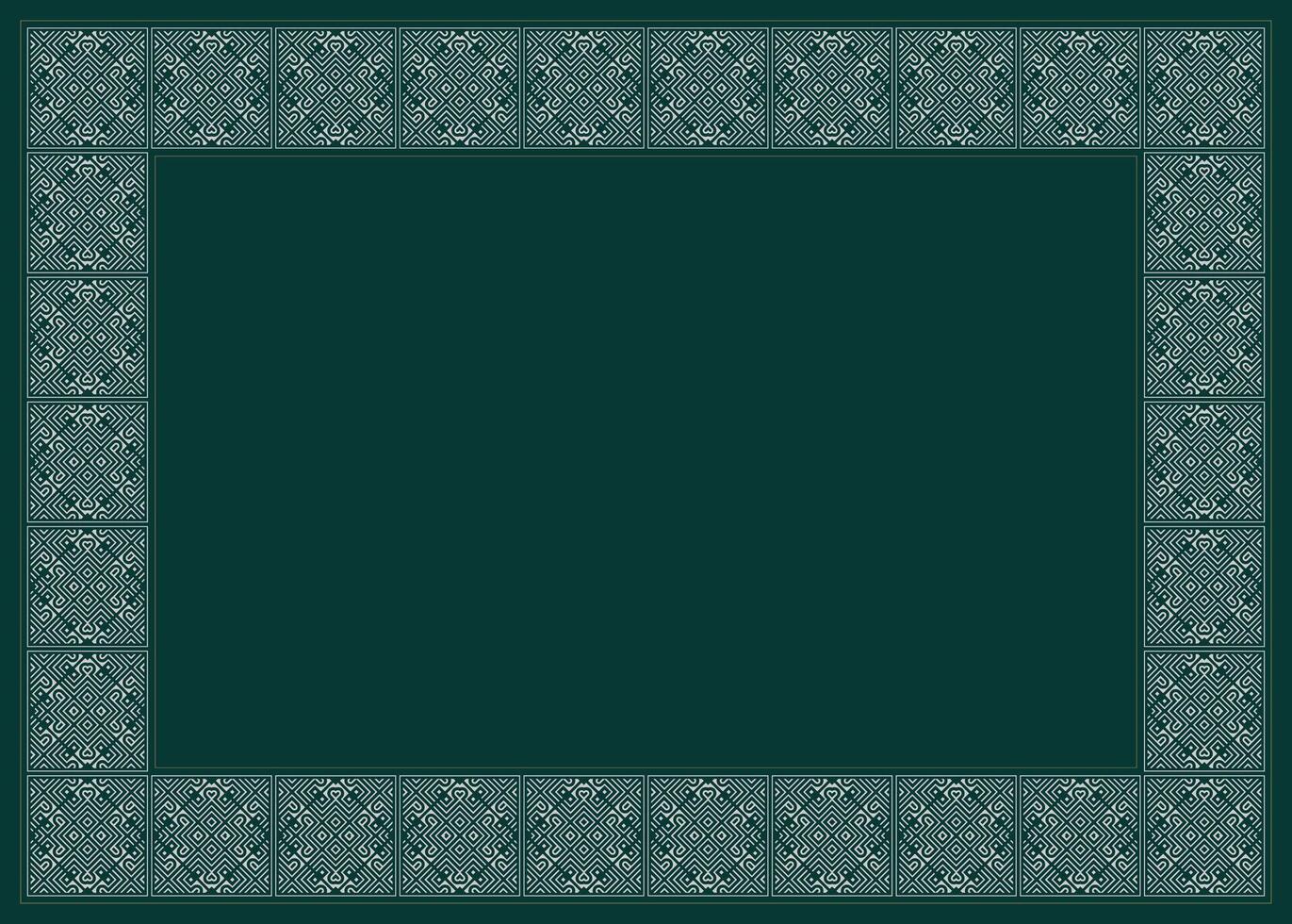 Elegant Decorative Square Frame Design with Geometric Motifs and Dark Teal Background vector