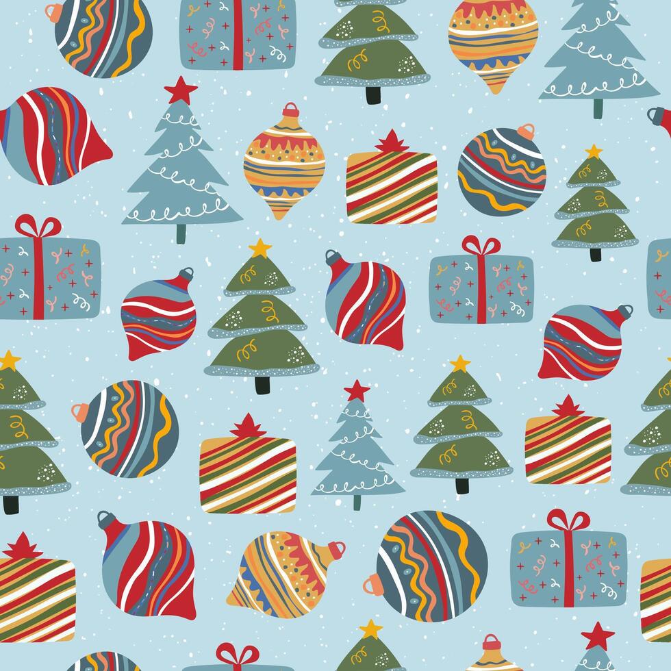 Colorful Christmas decorations and gifts vector