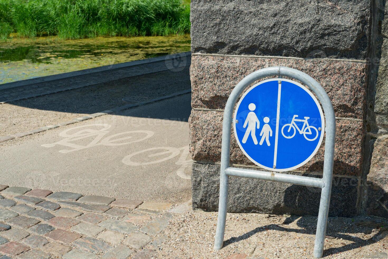 In Copenhagen in Denmark, bicycle paths and bicycles dominate traffic. Here, a bicycle path photo