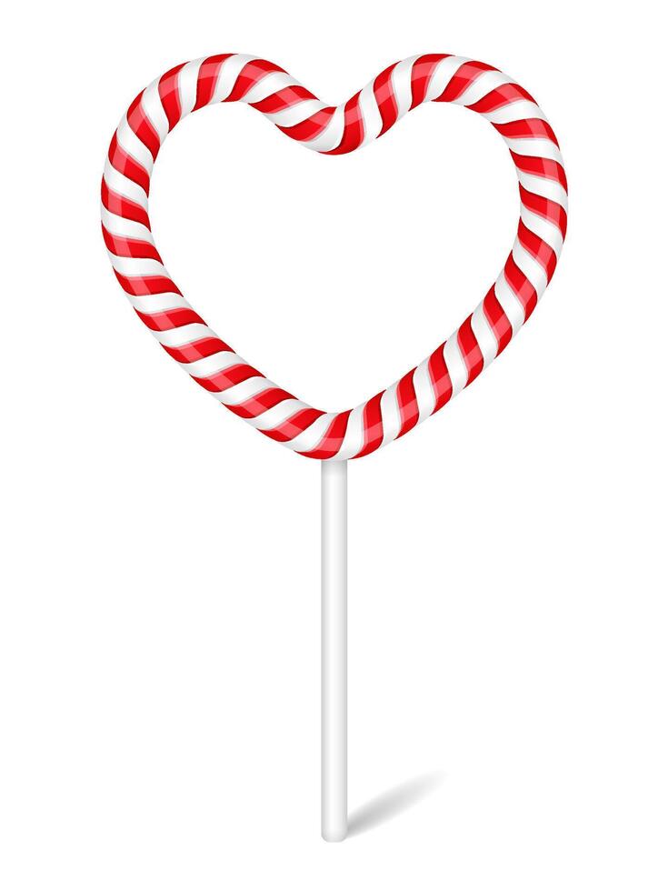 Heart made of candy cane on white background vector