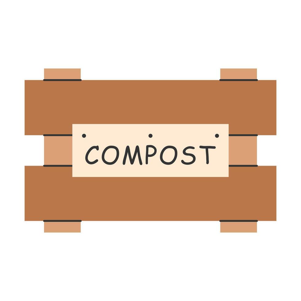 Empty wooden compost bin. Garden container for composting organic waste. Ecological equipment. illustration. vector