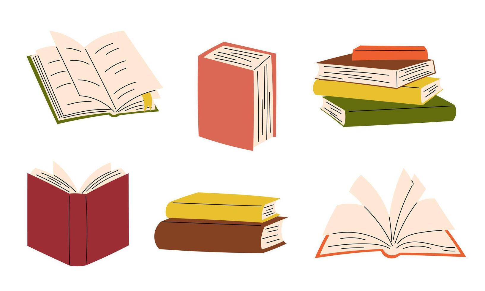 Collection of books for reading. Set of literature for learning. illustration. vector