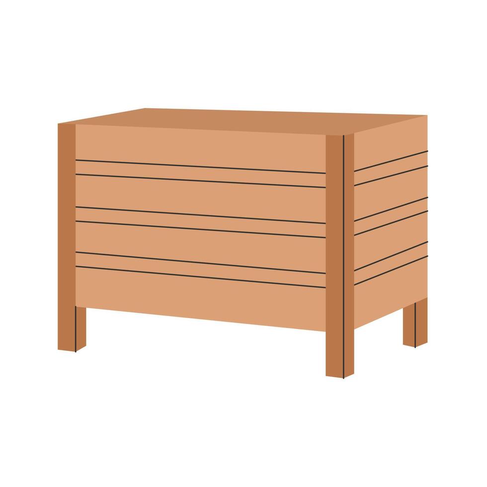 Empty wooden compost bin. Garden container for composting organic waste. Ecological equipment for zero waste isolated on white background. vector