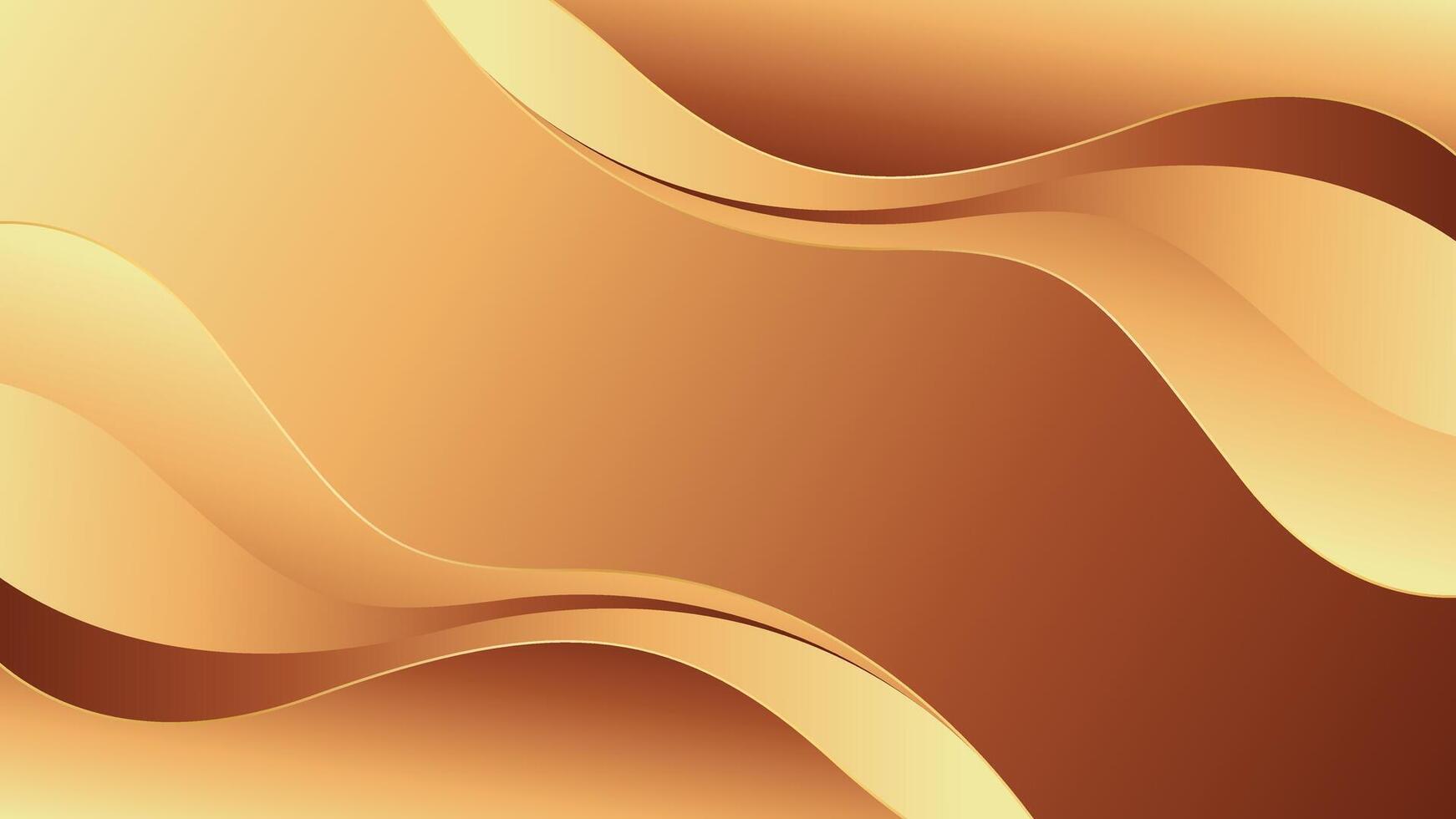 Abstract Elegant golden bronze luxury wave background with smooth curves vector