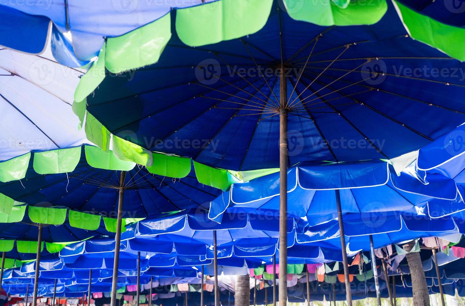 Bottom view of beach umbrella at Bangsan beach photo