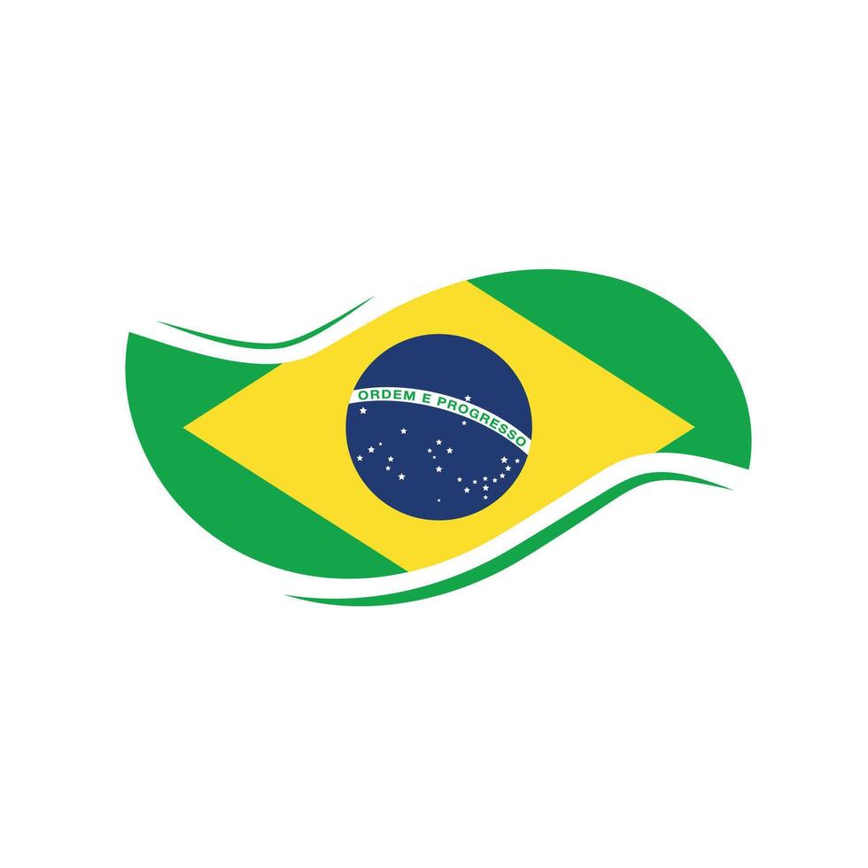 Creative brazil national flag with smooth curve shape artistic flat style on white background illustration vector