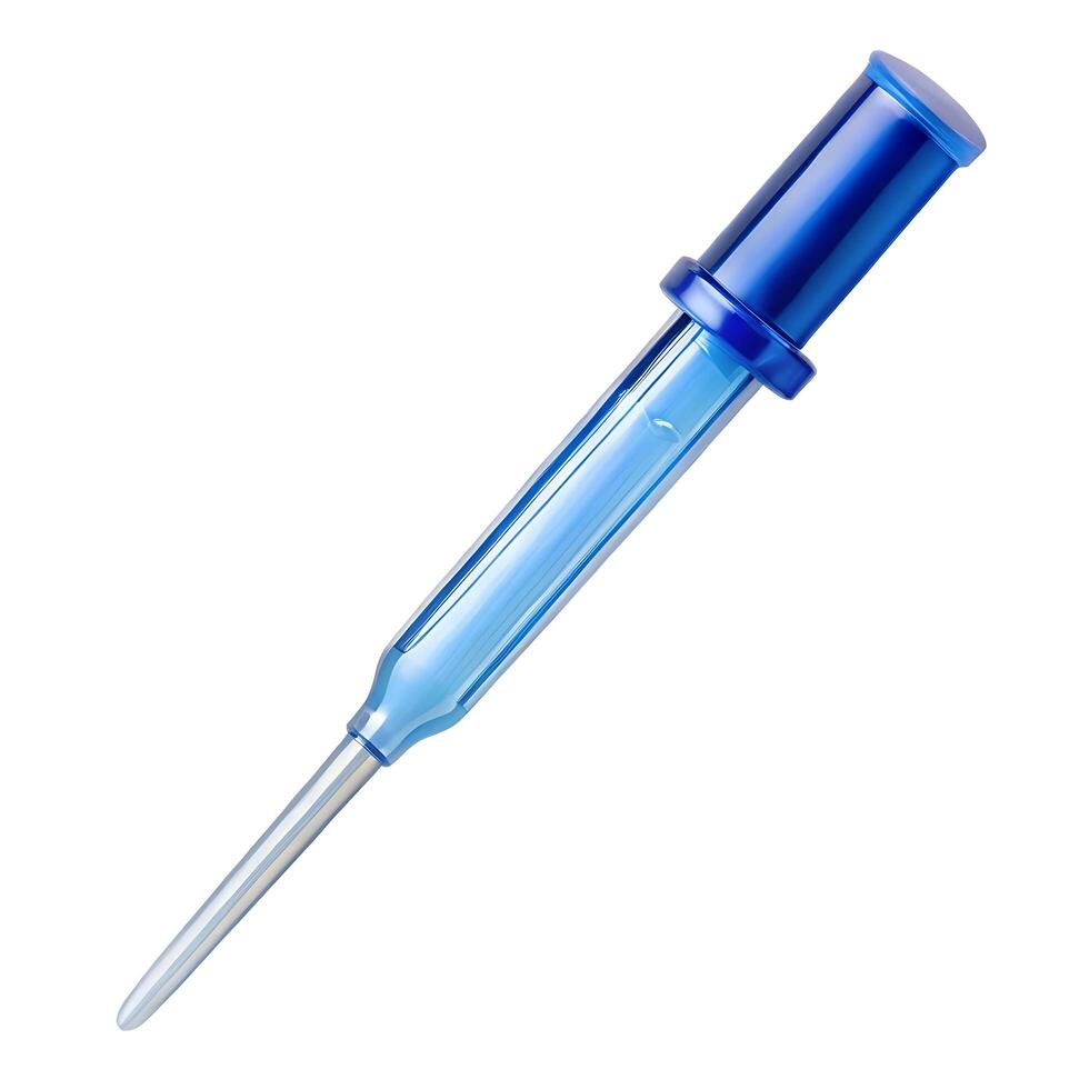 Close-up of a blue glass dropper showcasing its precise design and functionality for controlled liquid dispensing photo