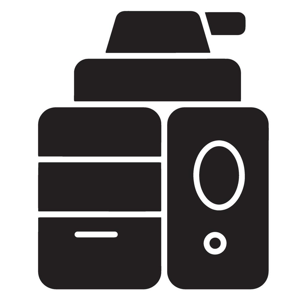 Minimalist black and white illustration of a shaving foam and aftershave set vector