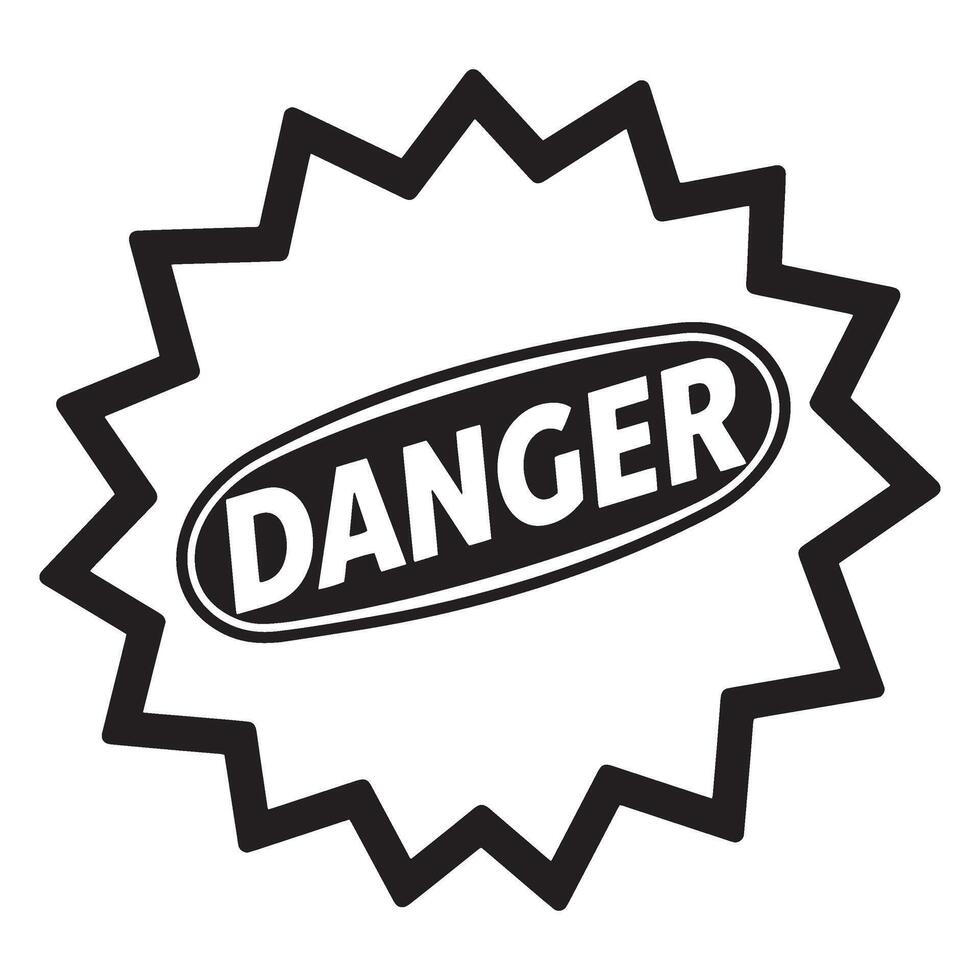 Simple black and white danger sign with a sharp burst symbol for warning purposes vector