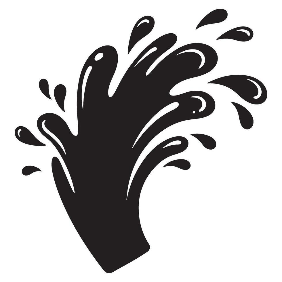Abstract black ink splash illustration with droplets and clean lines against white background vector