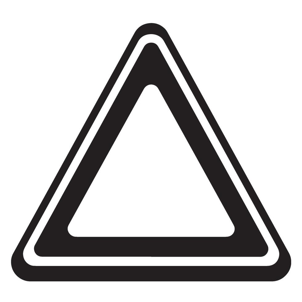 Simple minimalist black and white warning triangle graphic design for various creative projects. vector