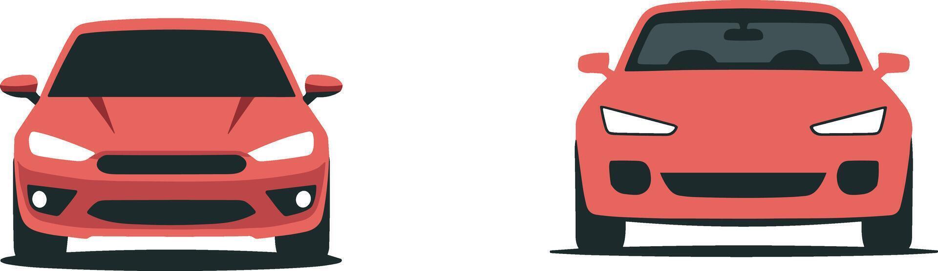 Two Red Sports Cars Front View with Modern Design for Automotive and Transportation Concept vector