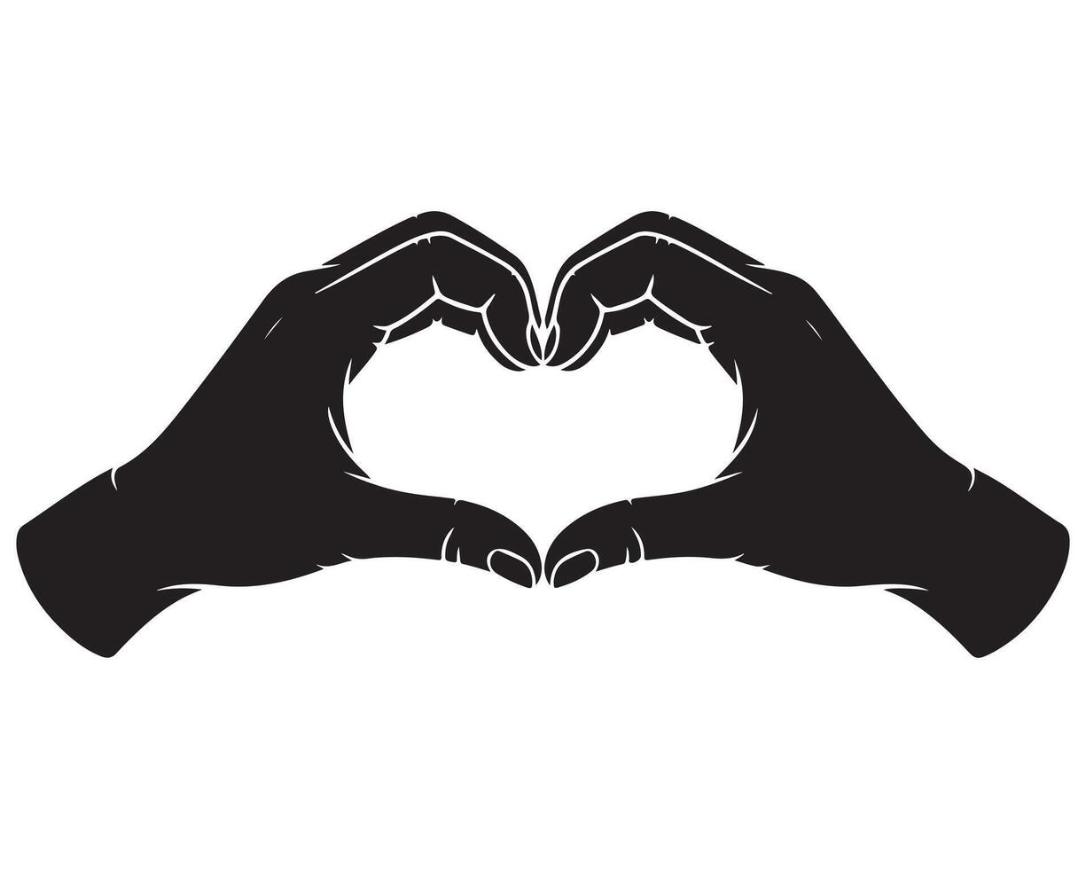Black Hands Forming Heart Shape on White Background vector
