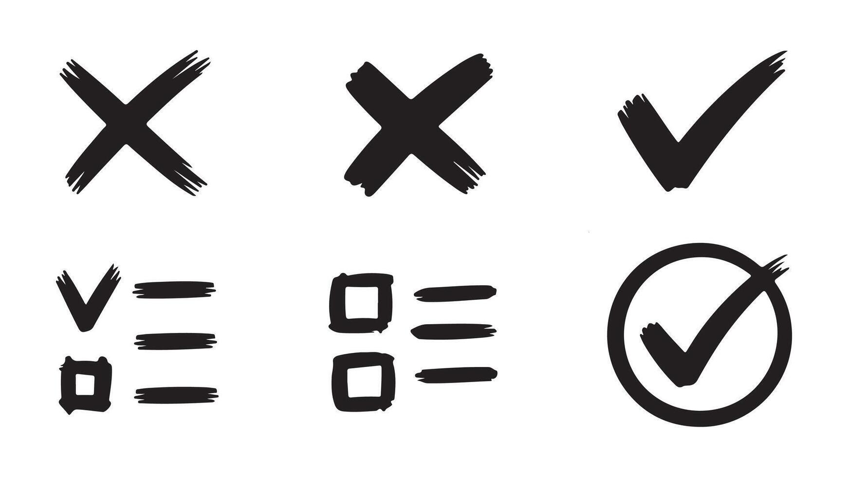 Set of silhouettes of different cross, tick mark, and checklist icons. Simple tick mark icon design in multiple colors vector