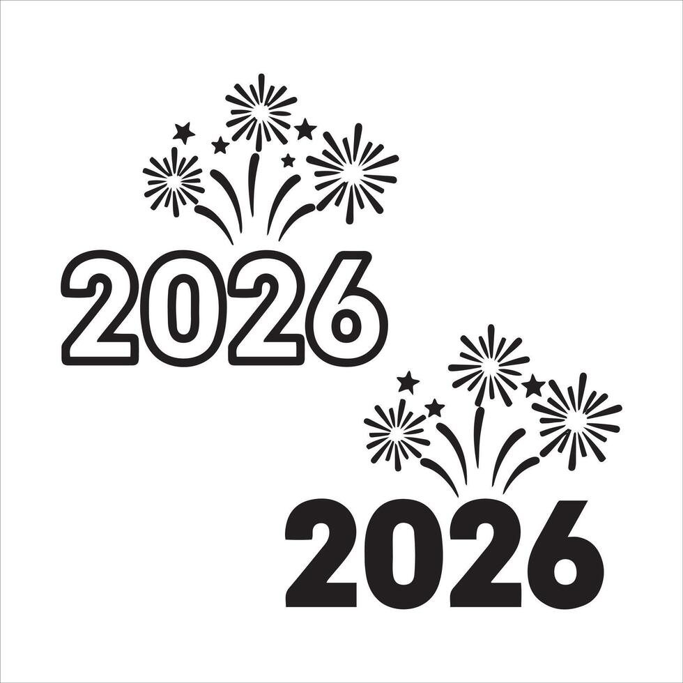 Happy new year 2026 celebration with fireworks display vector
