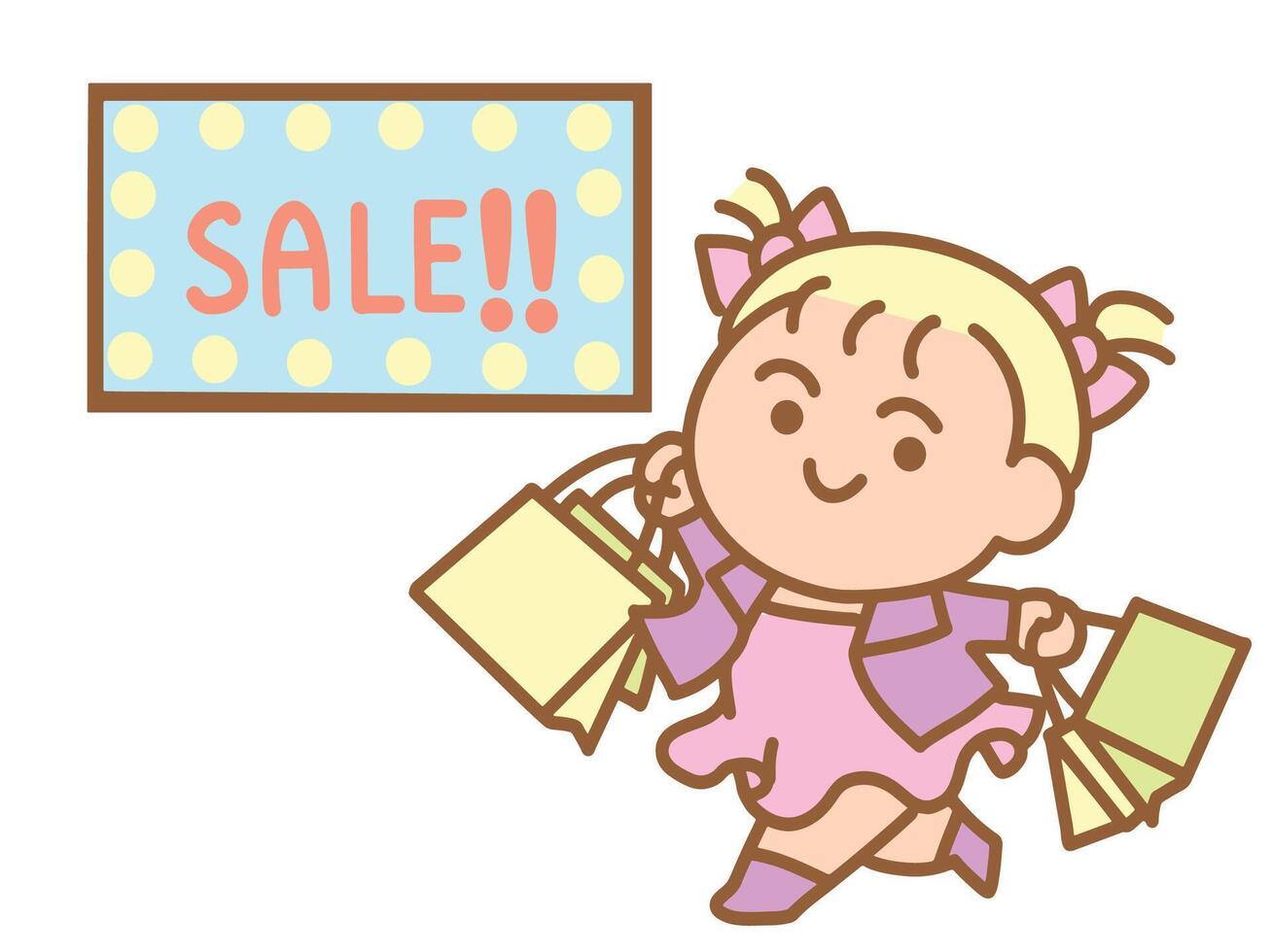 A young girl is holding shopping bags. vector