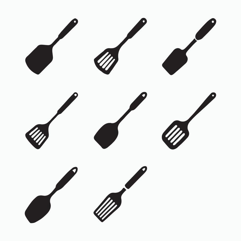 Minimalist Kitchen Spatula Icons for Menu and Cooking Layouts vector