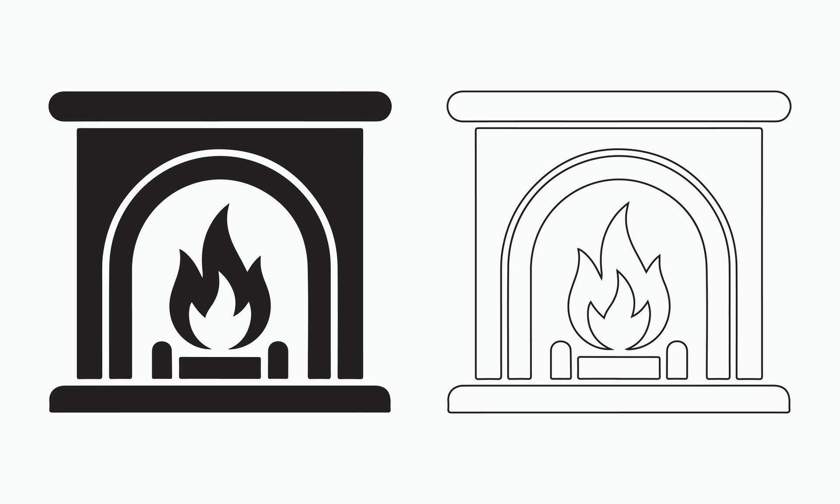 Flat Fireplace Graphics for Heating and Interior Projects vector