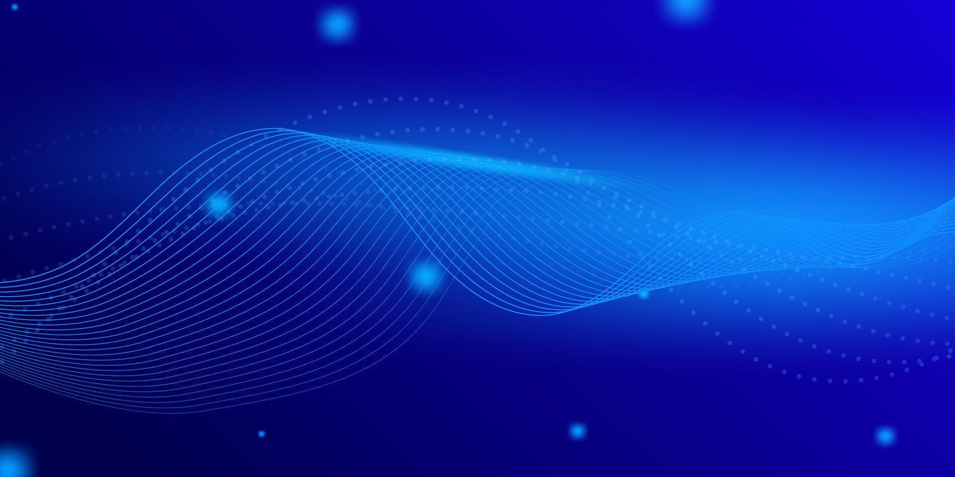 blue tech background with digital glowing waves and scattered particles. Perfect for data visualization, web headers, and innovation-themed graphics. vector