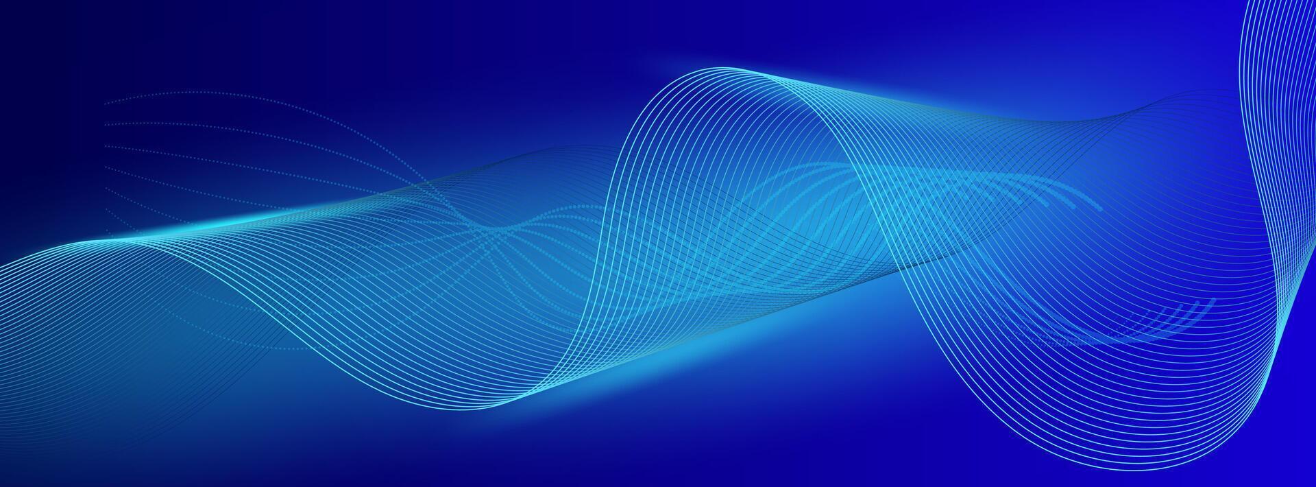 Technology blue glowing wave background with dynamic motion, perfect for high-tech banners, web headers, or presentations. vector